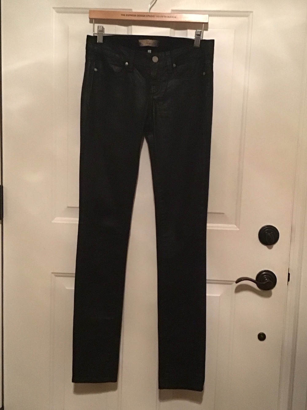 PAIGE Black Peg Skinny Coated Black Jeans. 26W